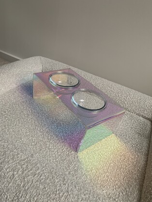 The Holographic Aurora Elevated Pet Feeding Table