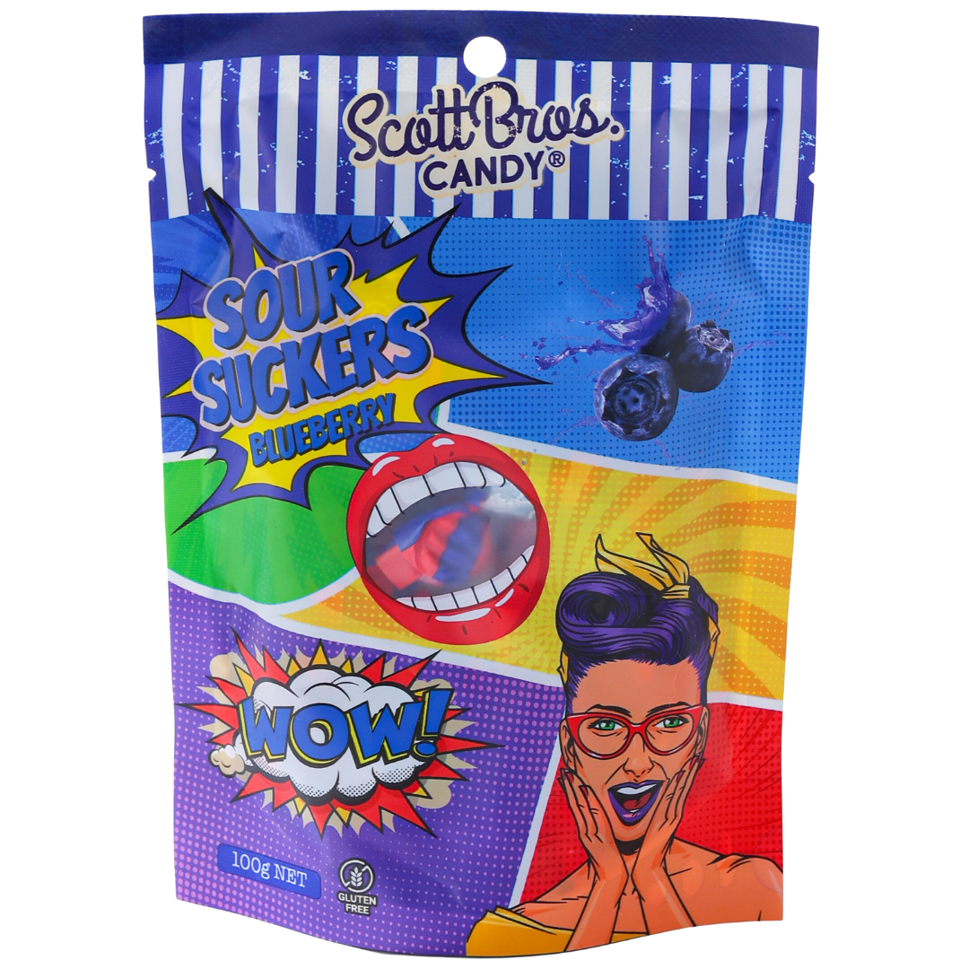 SOUR SUCKERS on Floor Stand - 6 Flavours / 144 Bags