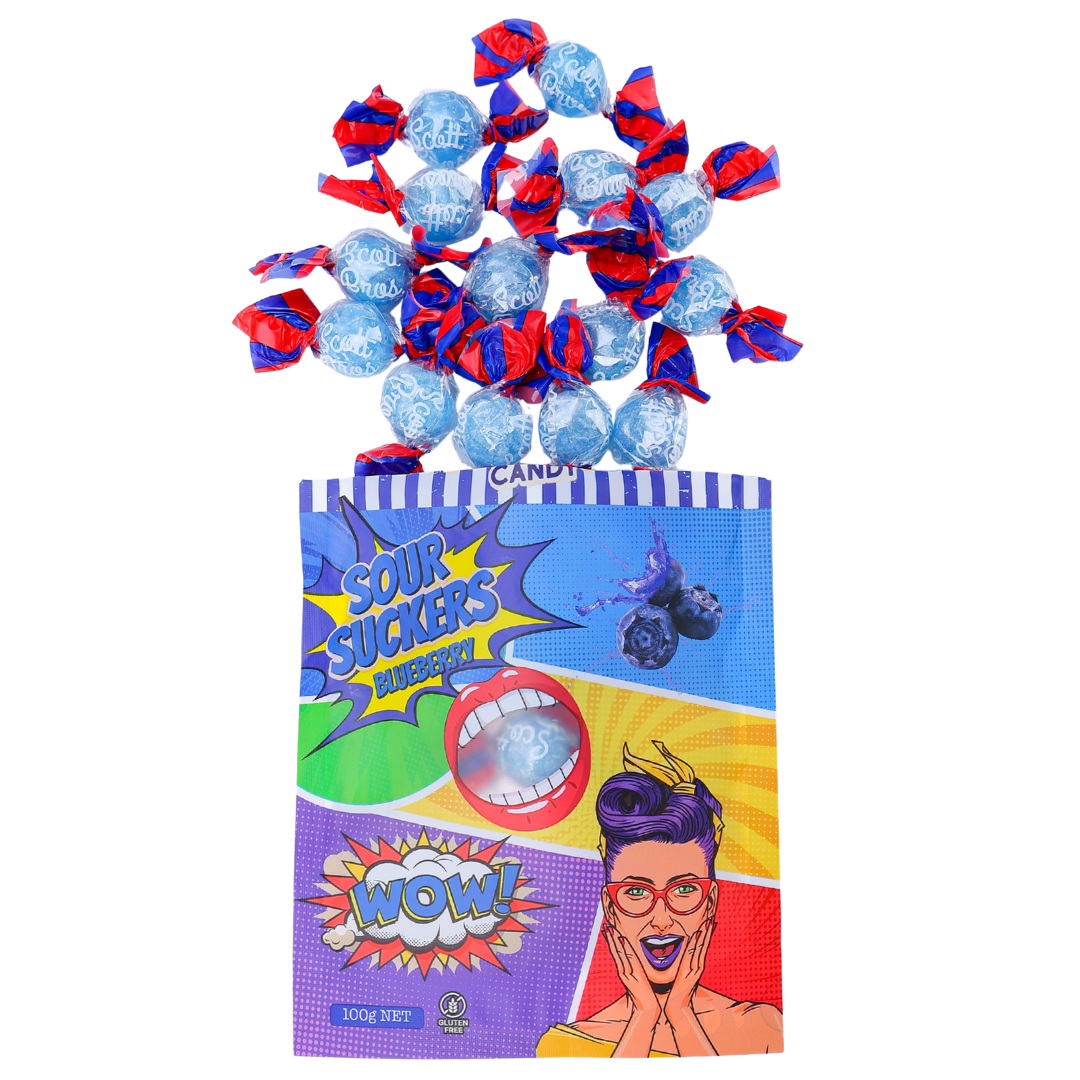 SOUR SUCKERS on Floor Stand - 6 Flavours / 144 Bags
