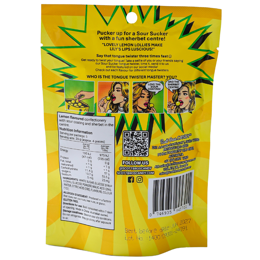 SOUR SUCKERS on Floor Stand - 6 Flavours / 144 Bags