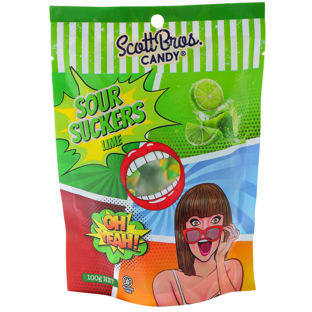 SOUR SUCKERS on Floor Stand - 6 Flavours / 144 Bags