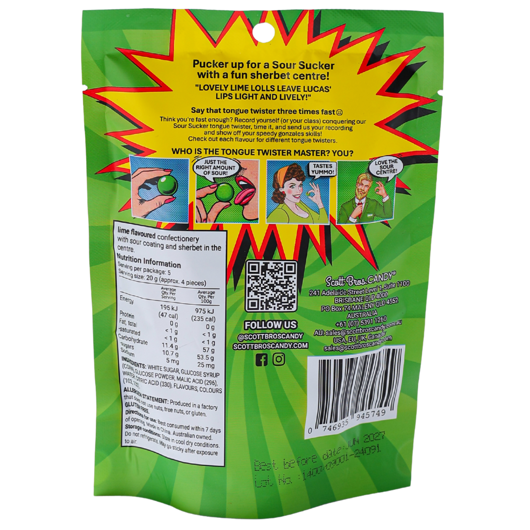 SOUR SUCKERS on Floor Stand - 6 Flavours / 144 Bags