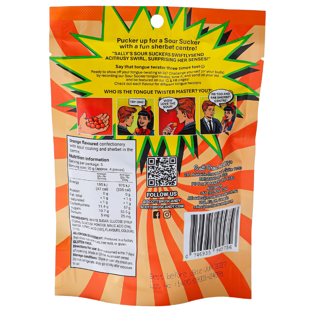 SOUR SUCKERS on Floor Stand - 6 Flavours / 144 Bags