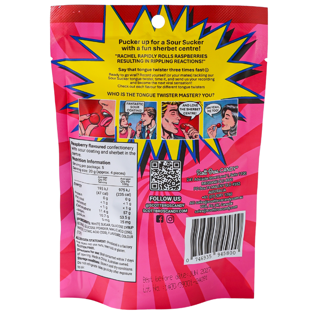 SOUR SUCKERS on Floor Stand - 6 Flavours / 144 Bags