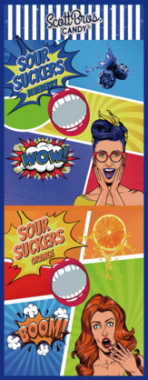 SOUR SUCKERS on Floor Stand - 6 Flavours / 144 Bags