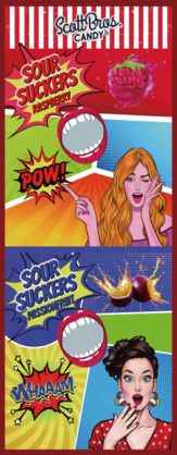 SOUR SUCKERS on Floor Stand - 6 Flavours / 144 Bags