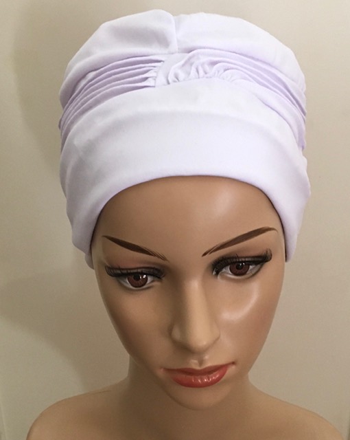 White swim/shower/resort wear cap
