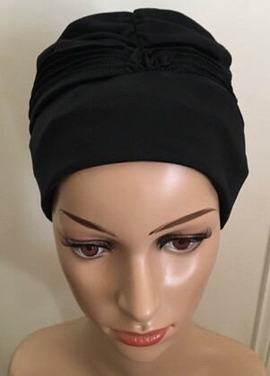 Black swim/shower/resort wear cap