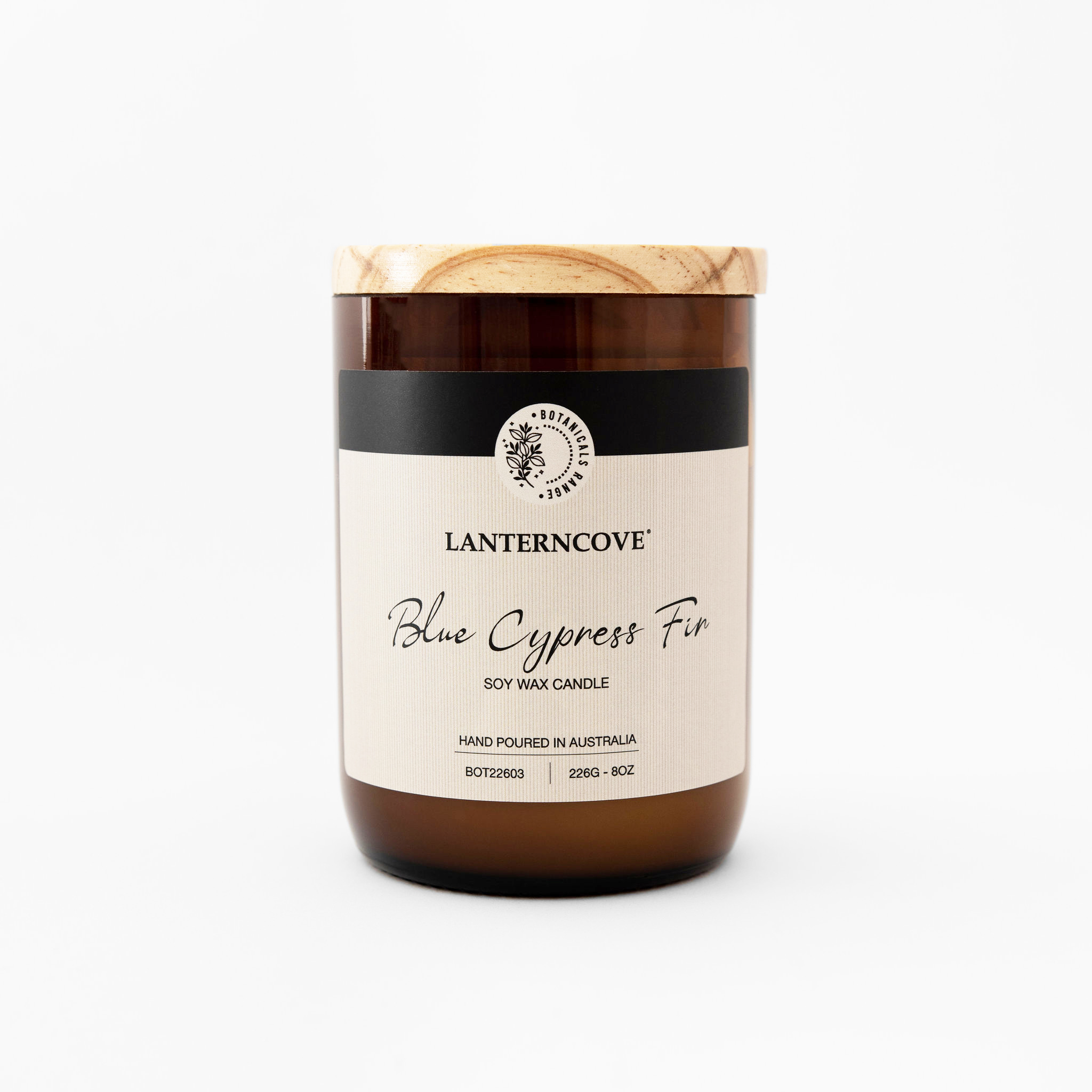 Botanicals 8oz Glass Candle Blue Cypress Fir