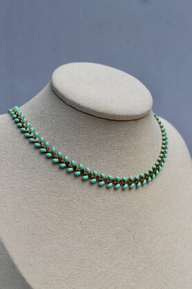 CHEVRON ENAMEL CHAIN NECKLACE - 2 COLORS