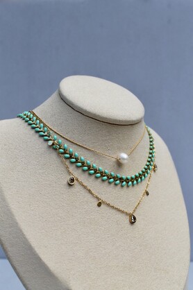 CHEVRON ENAMEL CHAIN NECKLACE - 2 COLORS