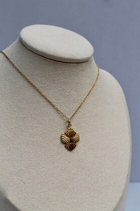 DECO FAN FLOWER PENDANT NECKLACE