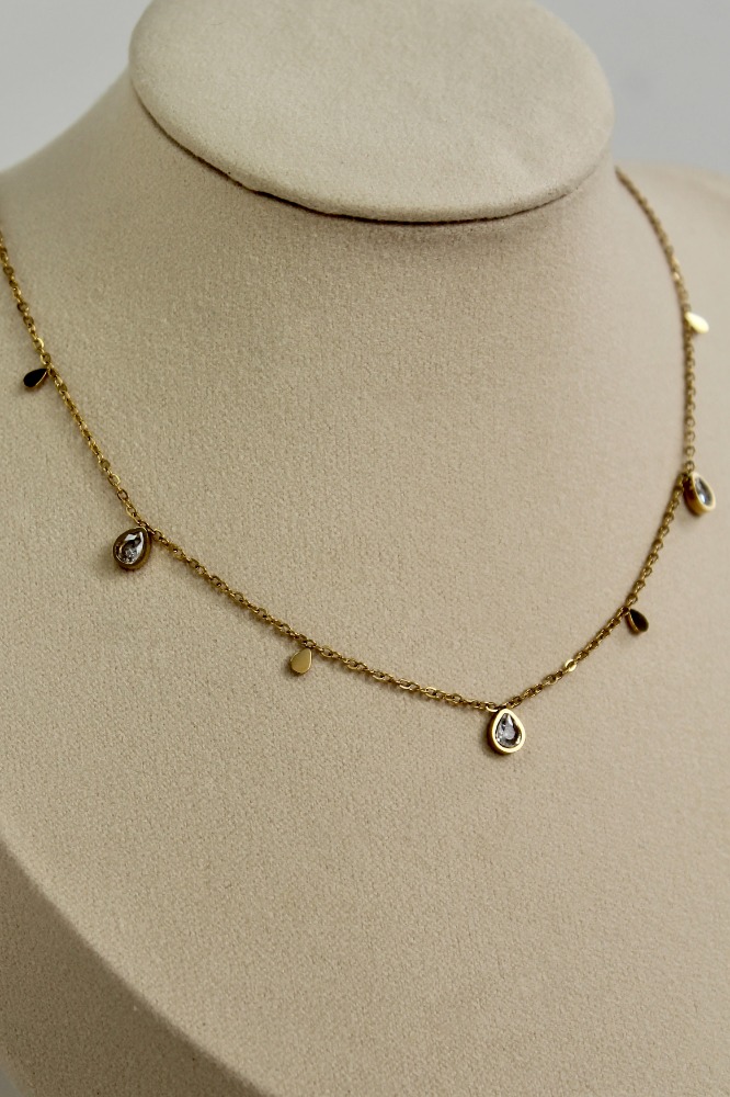 TEARDROP CZ NECKLACE - 2 COLORS