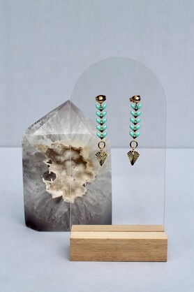 MINI BALL STUDS - CHEVRON DECO LEAF - 2 COLORS