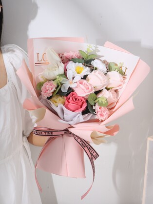 Tulip and Camellia Soap Flowers Bouquet