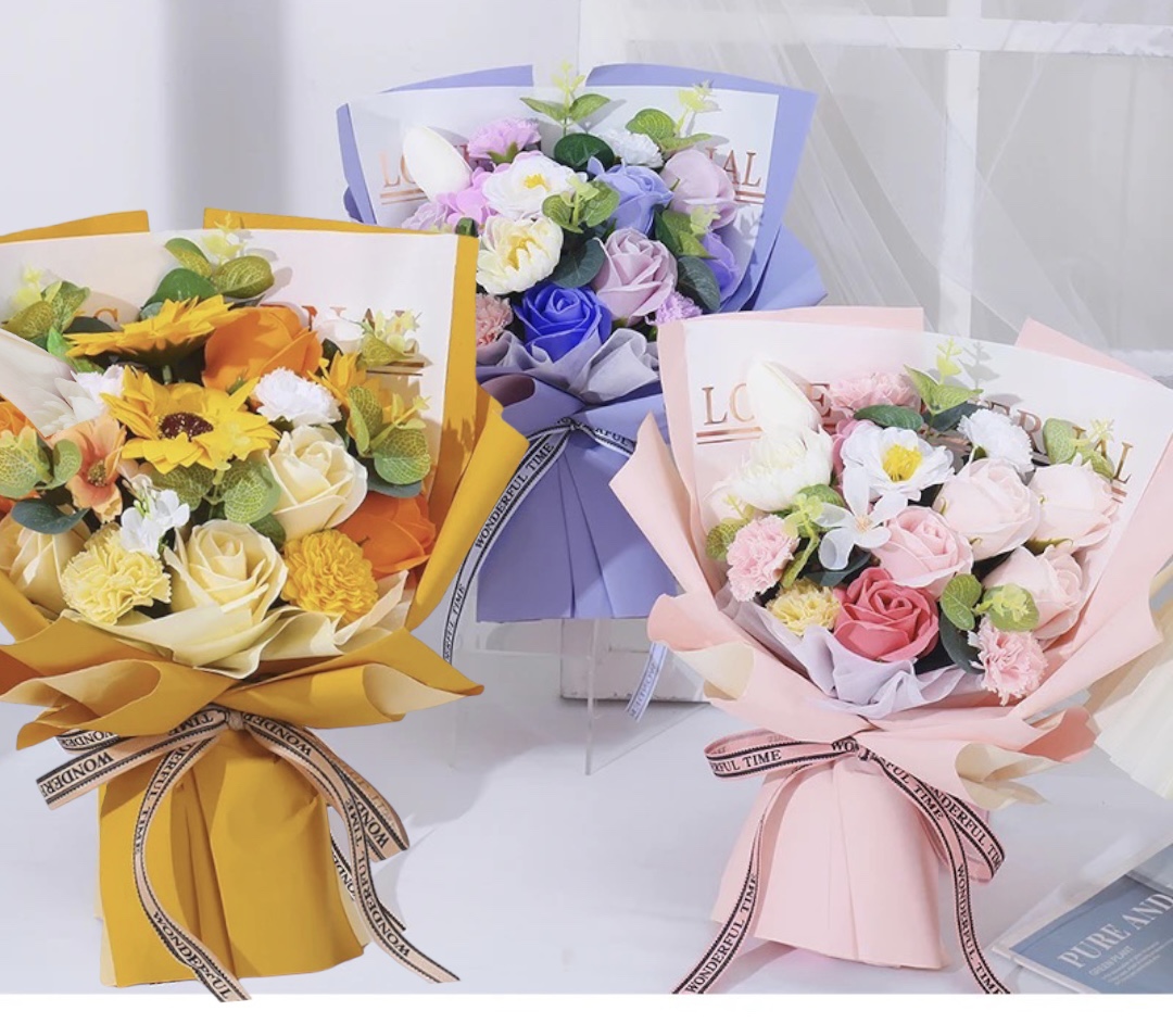 Tulip and Camellia Soap Flowers Bouquet