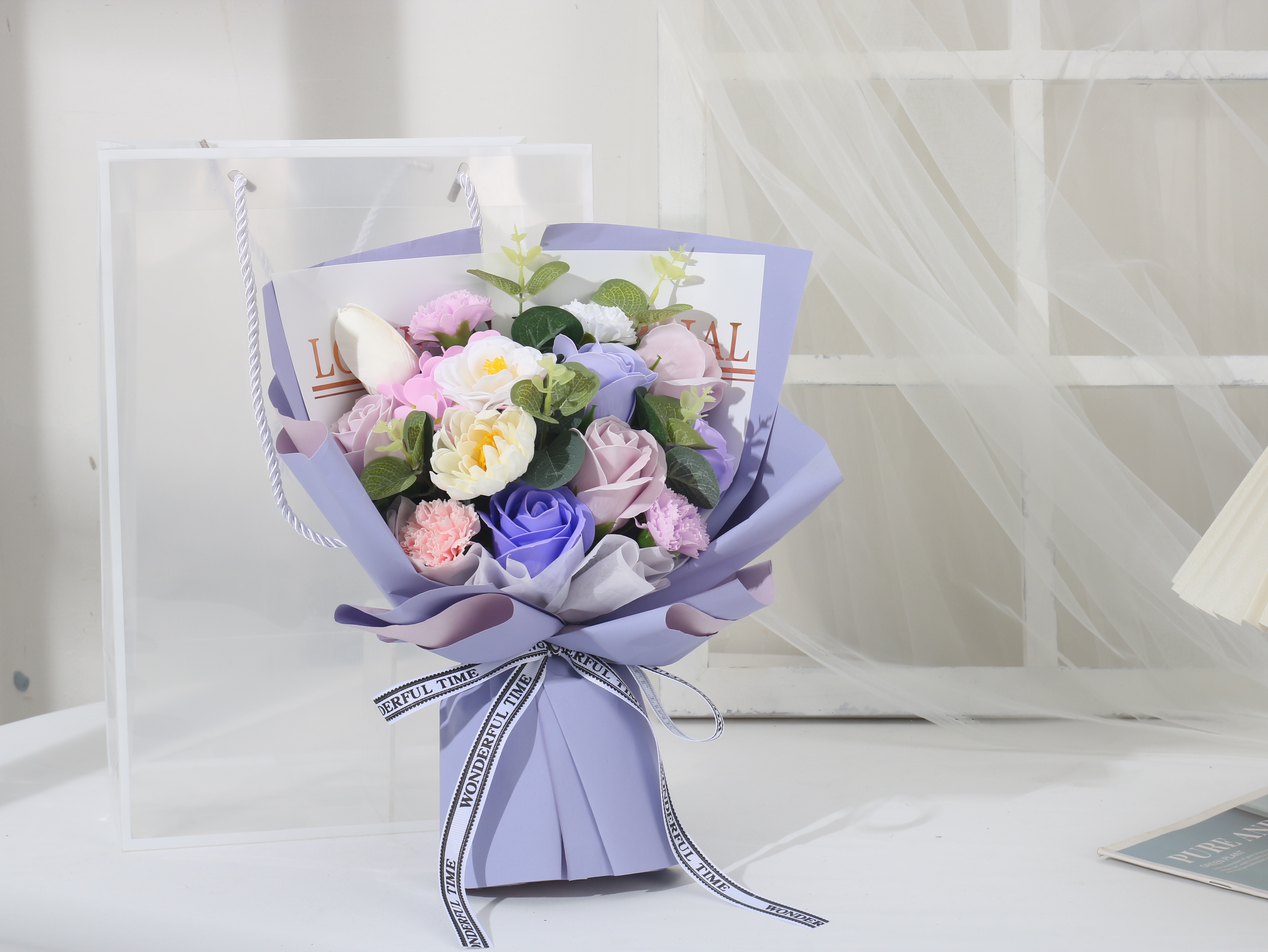 Tulip and Camellia Soap Flowers Bouquet