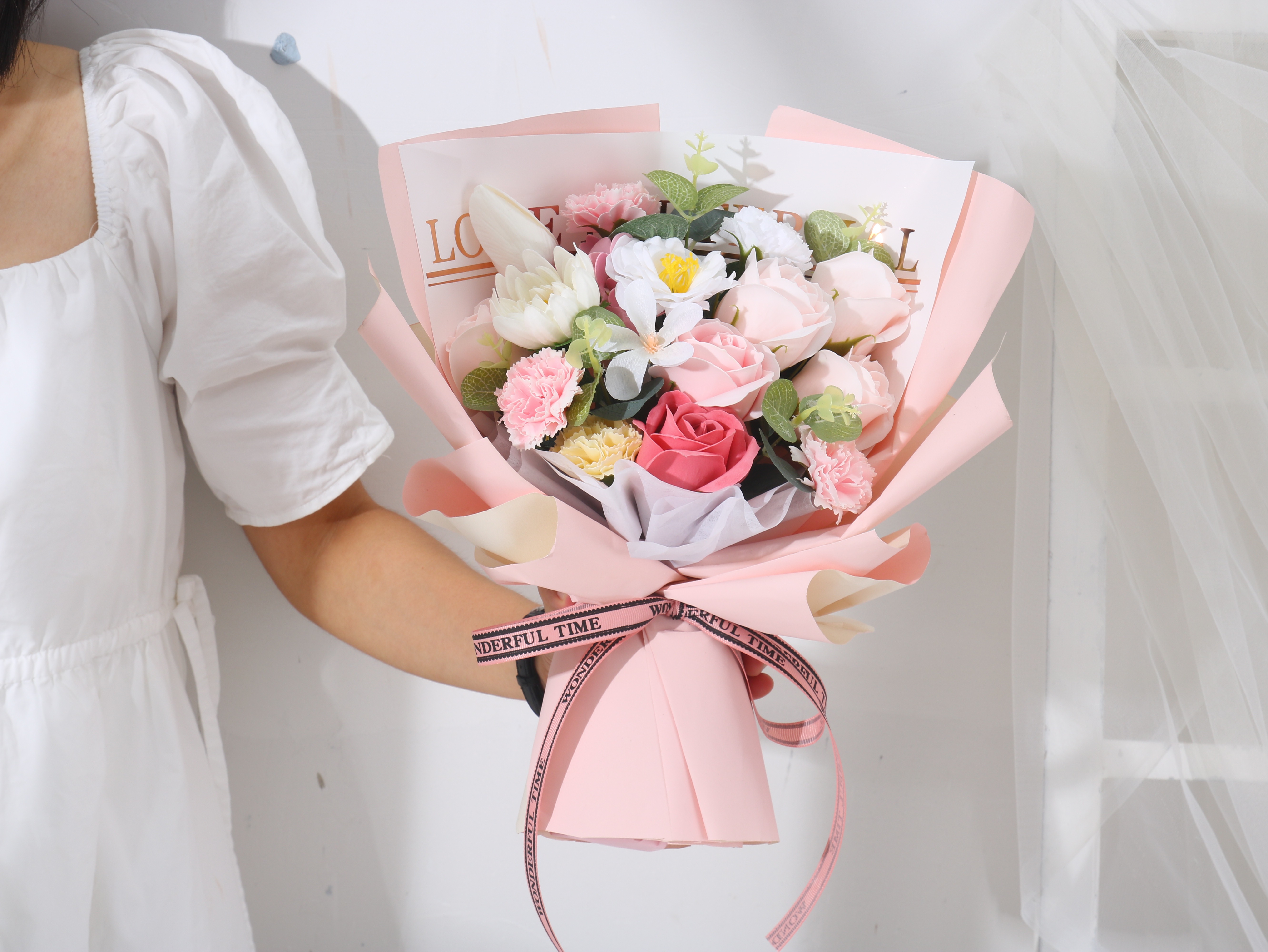 Tulip and Camellia Soap Flowers Bouquet