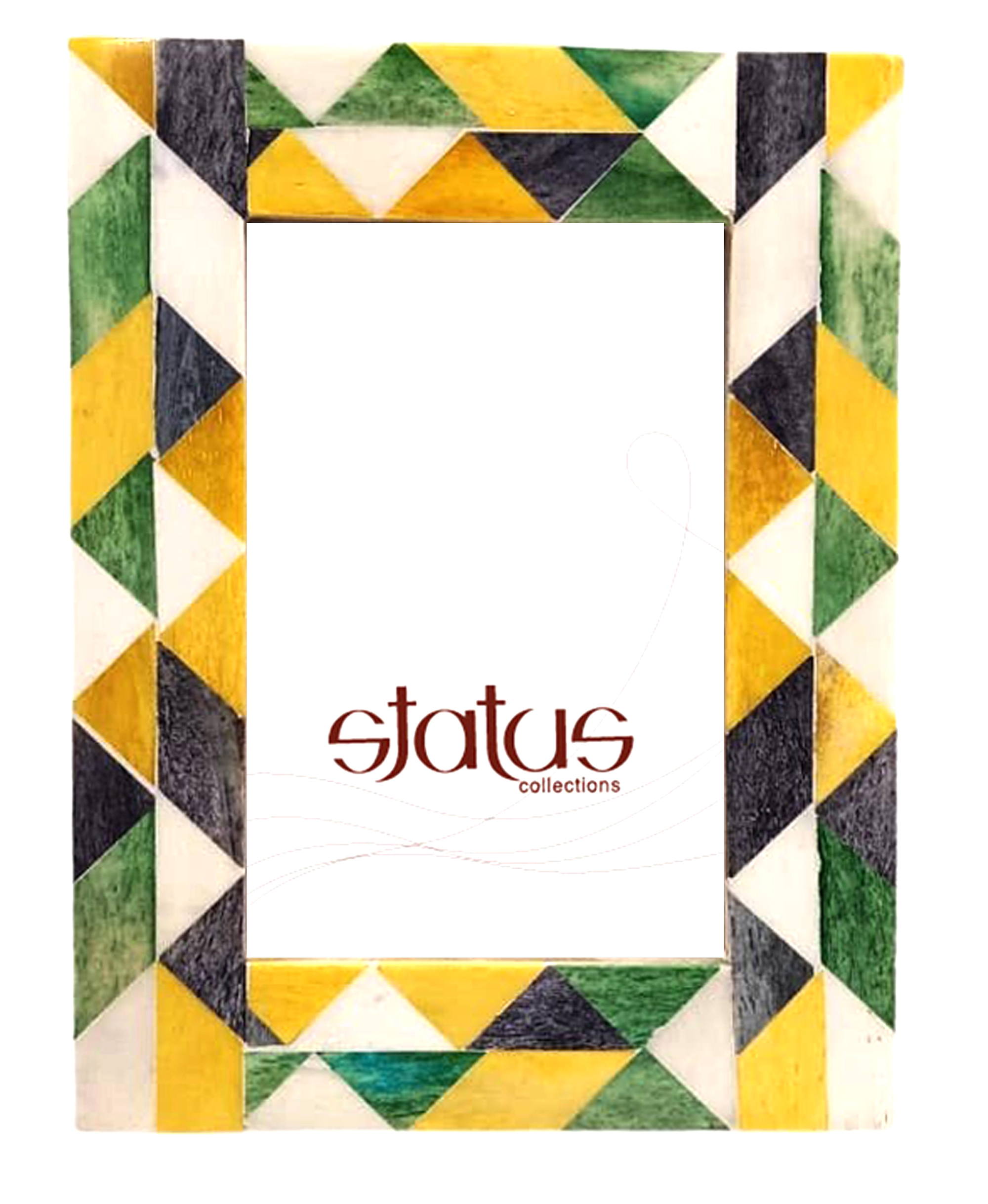 Green/yellow check bone frame 19.5x14 /10x15 cm