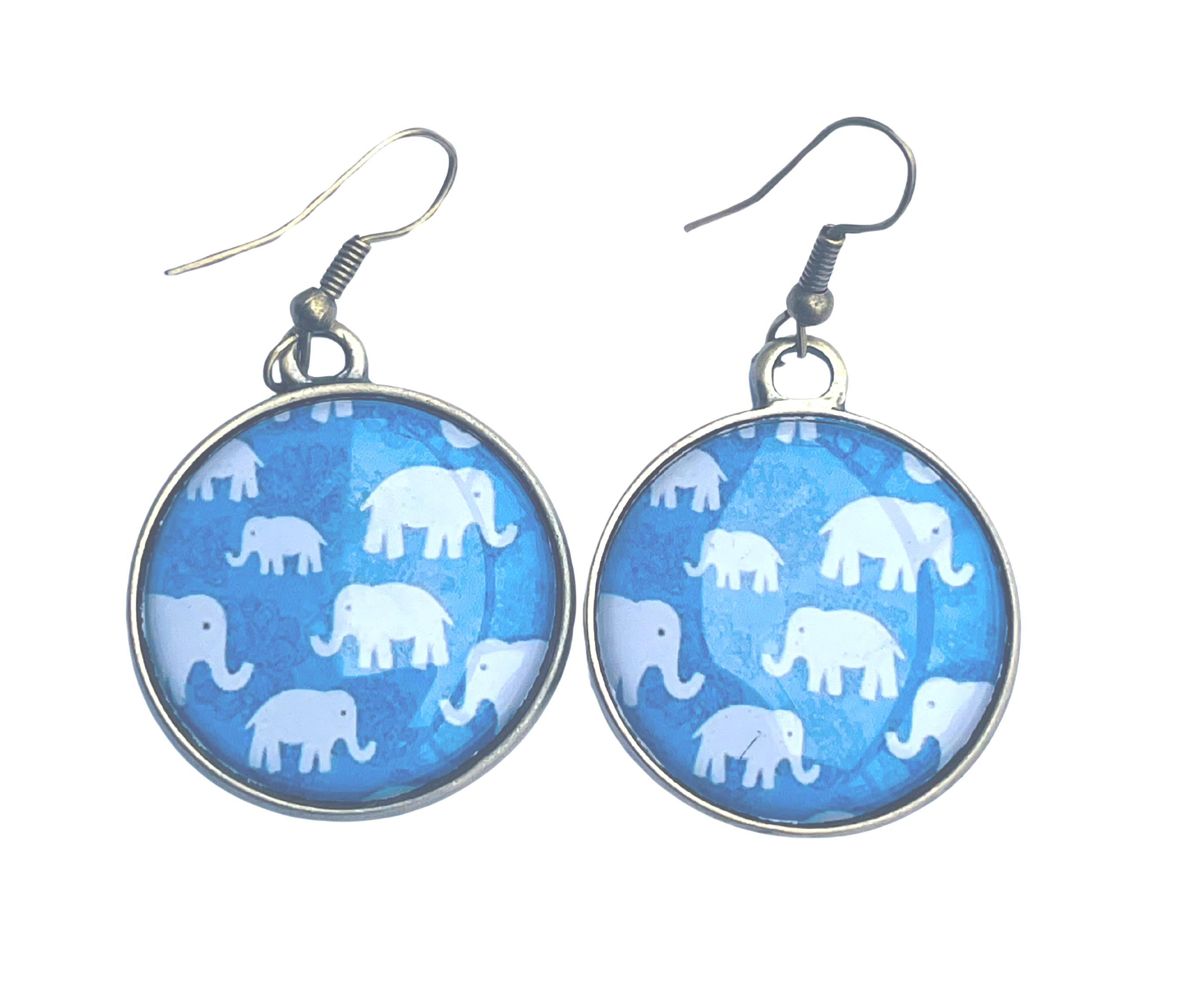 Blue and white elephant design