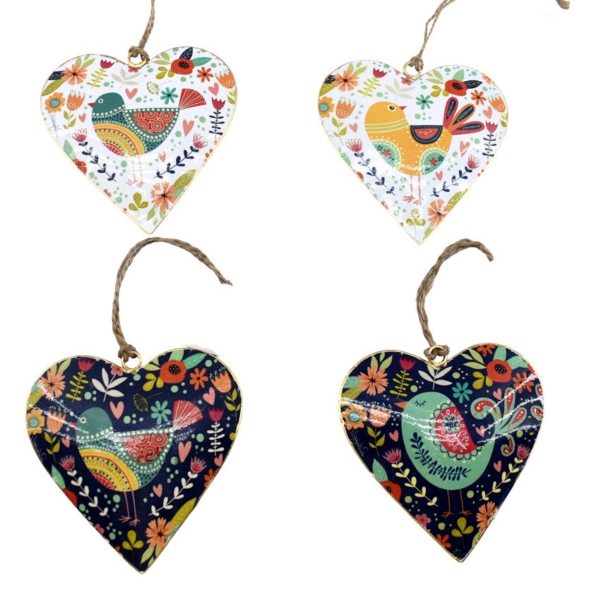 Wholesale S/4 bird design 10cm hearts - Status Collections - Fieldfolio