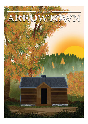 Arrowtown travel poster - New Zealand