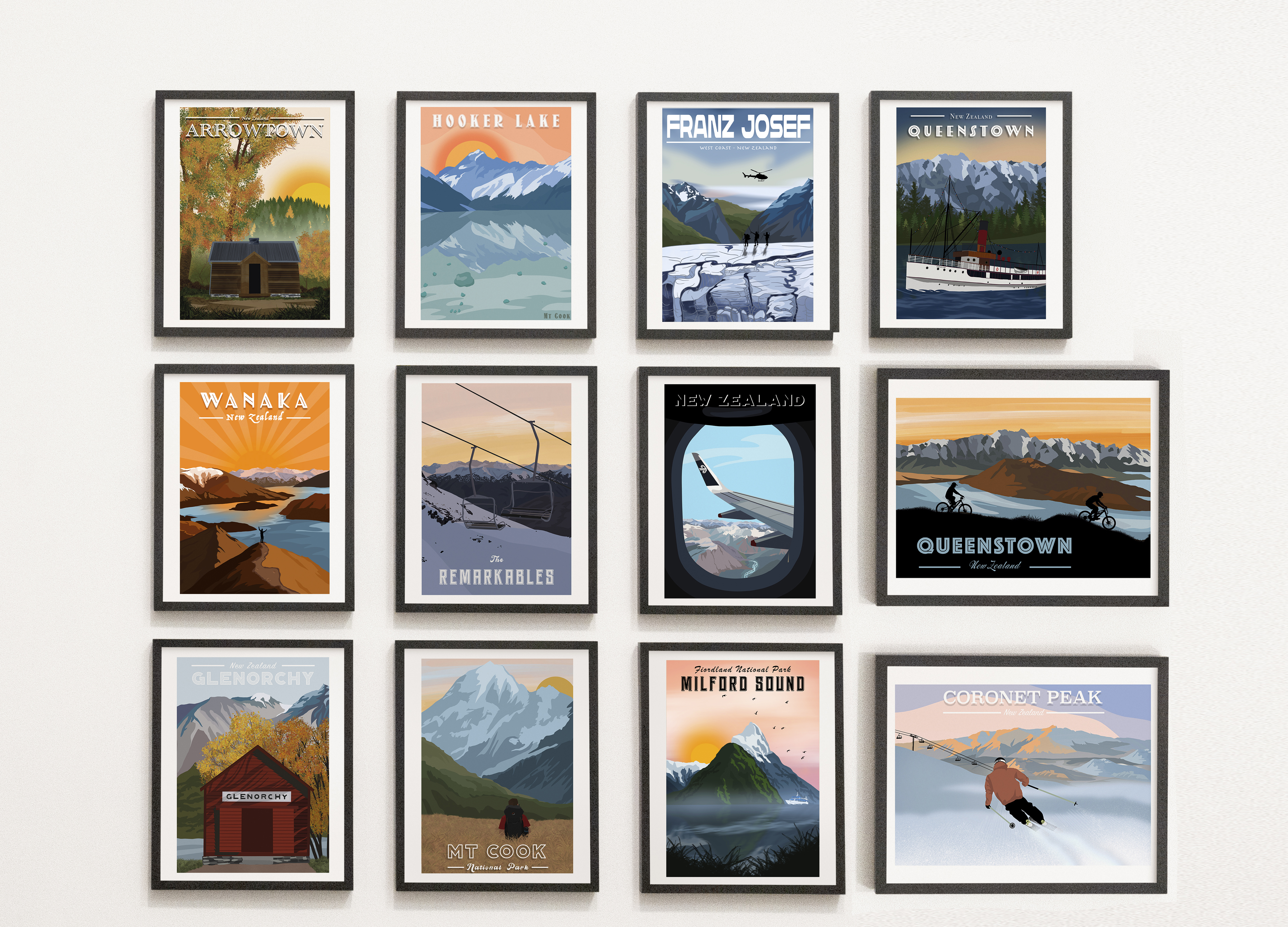 Arrowtown travel poster - New Zealand