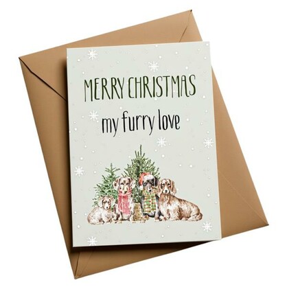 CHRISTMAS CARD FOR DOG | CHRISTMAS GREETING CARD FURRY LOVE | CHRISTMAS CARD FOR DOG