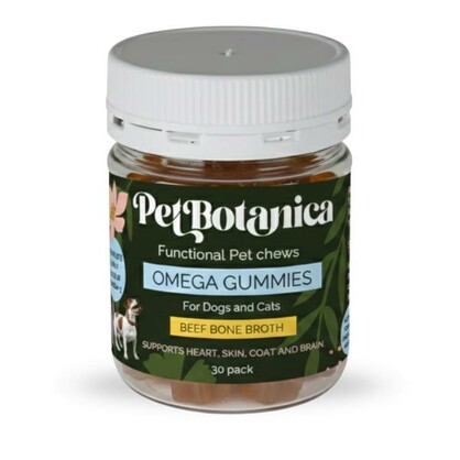 Omega-3 Fish Oil Gummies for Dogs and Cats (Beef Bone Broth) | Skin & Coat | Joints | Heart & Brain Support.