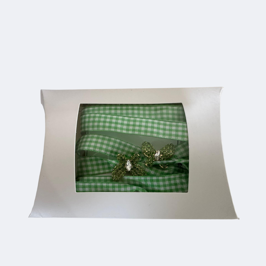 Green Shoelace with Green Butterfly Trims