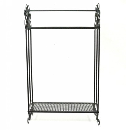 KA3158-B - Black iron towel rack w/ shelf