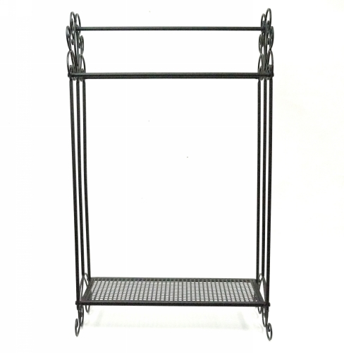 KA3158-B - Black iron towel rack w/ shelf