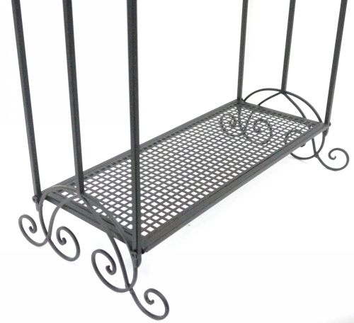 KA3158-B - Black iron towel rack w/ shelf