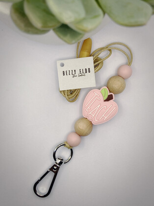 Teach Apple Light Pink Lanyard