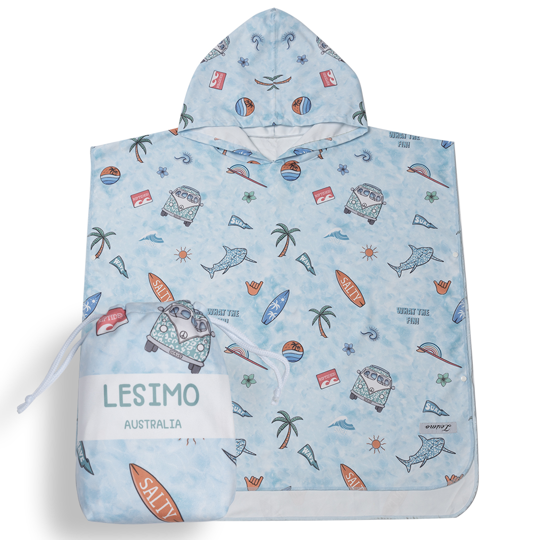 Sand Free Kids Hooded Towel - Surf Fun