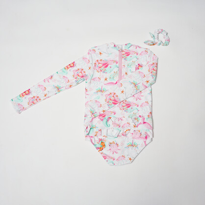 Girls Long Sleeves Rash Guard - Mermaid Melody
