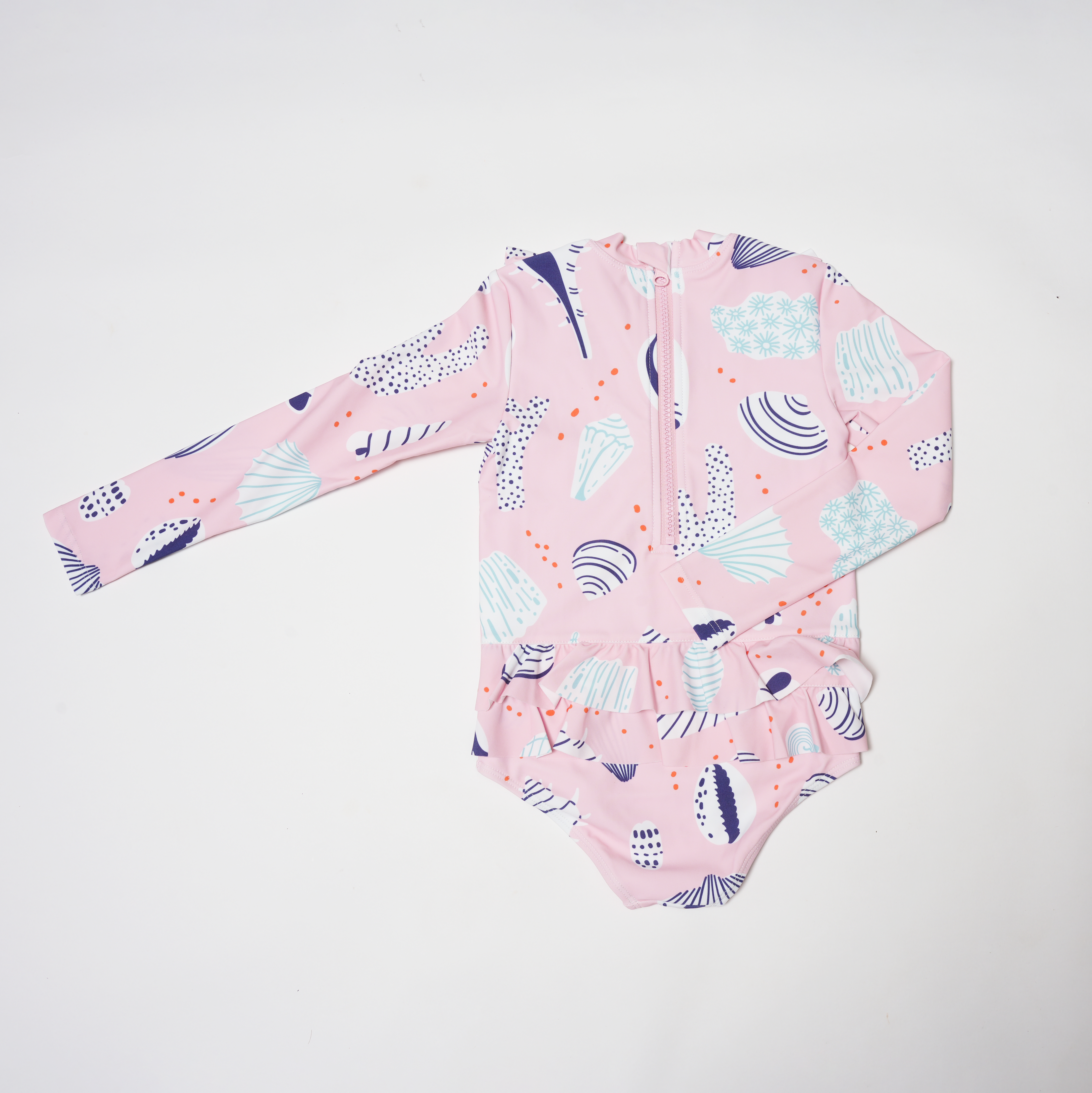 Girls Long Sleeves Rash Guard - Seashell Treasures