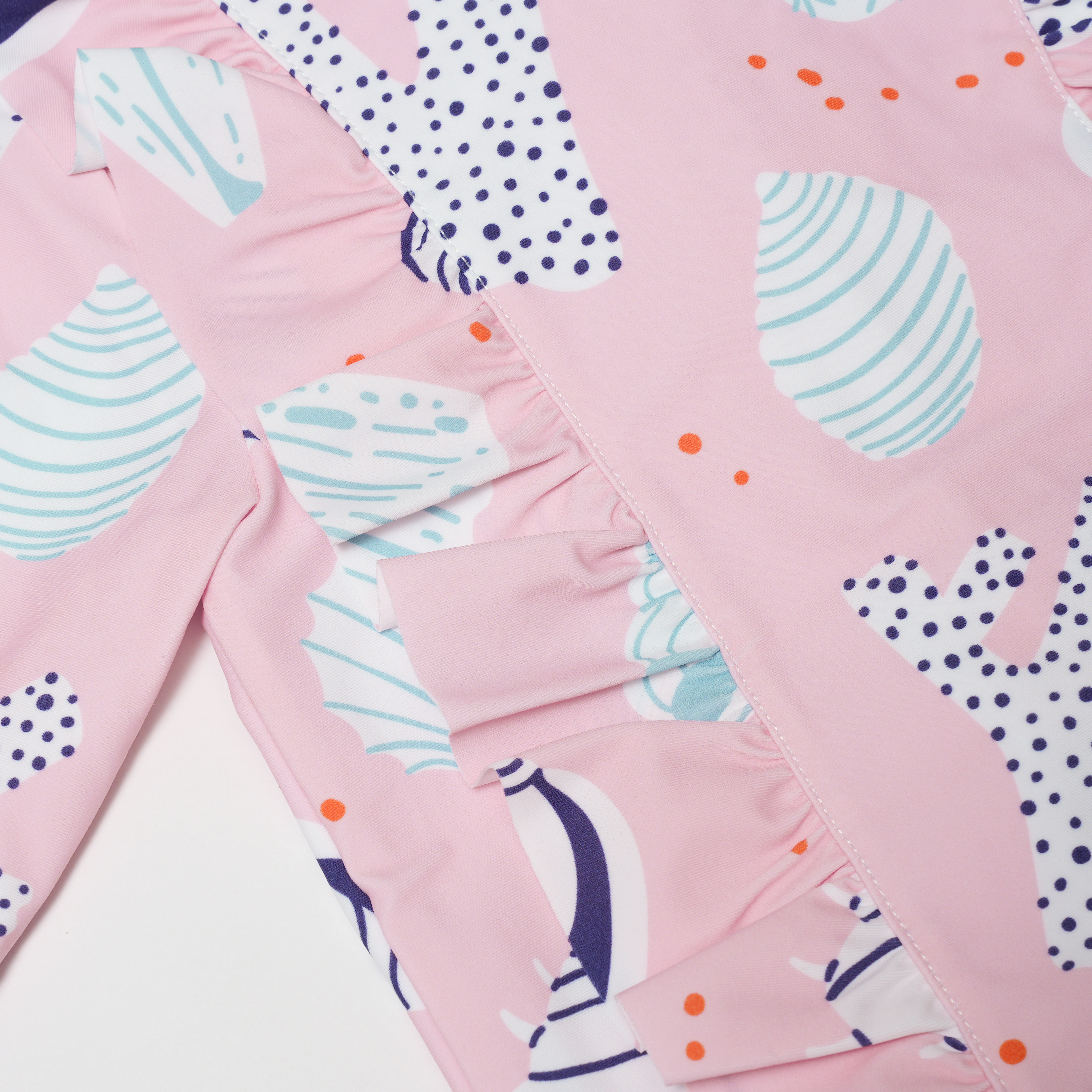 Girls Long Sleeves Rash Guard - Seashell Treasures