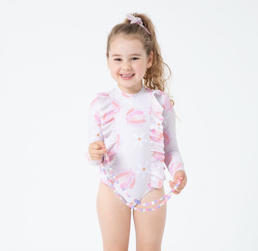 Girls Long Sleeves Rash Guard -Whispering Garden