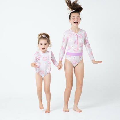 Girls Long Sleeves Rash Guard -Whispering Garden