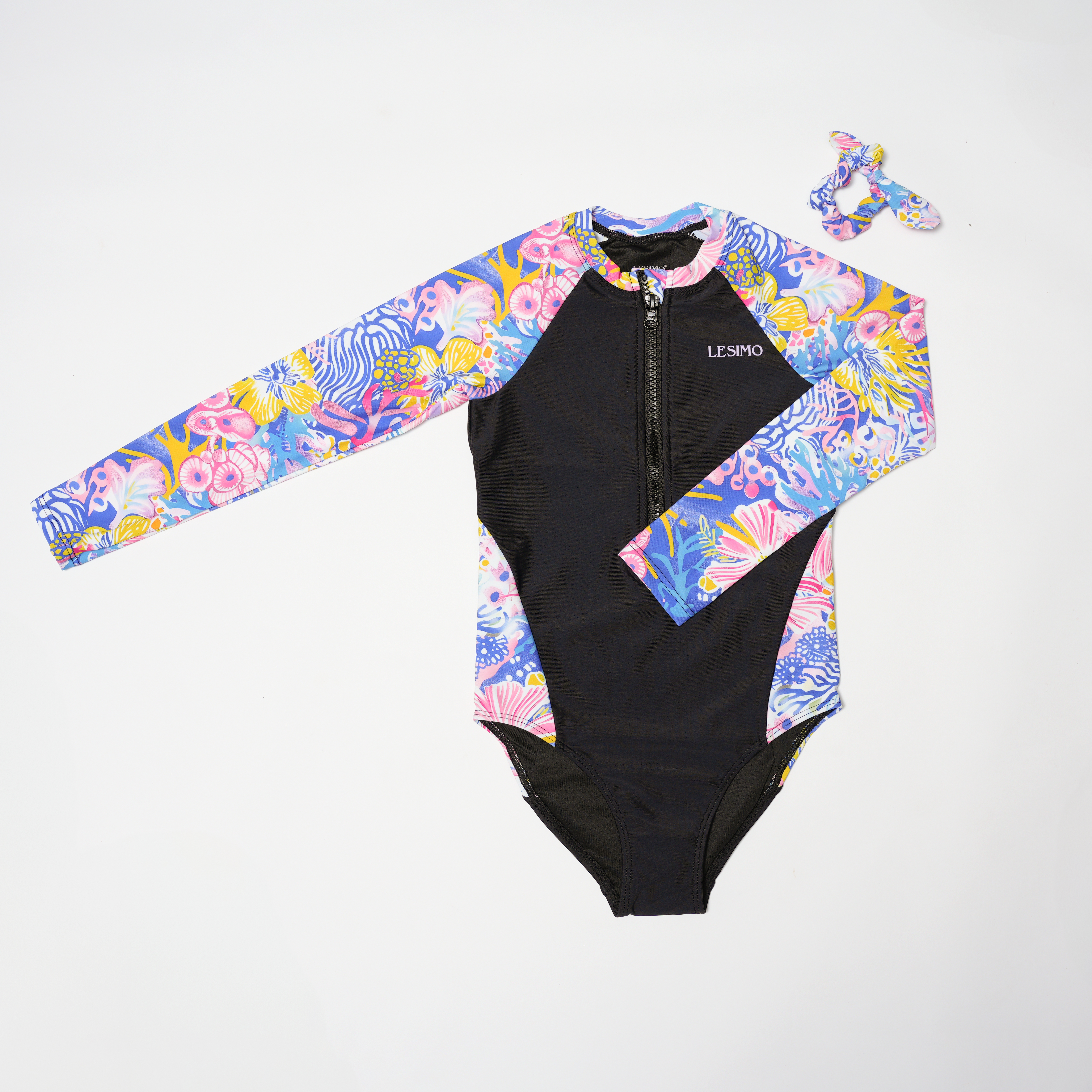 Teen Girls Long Sleeves Rash Guard - Coral Blossom