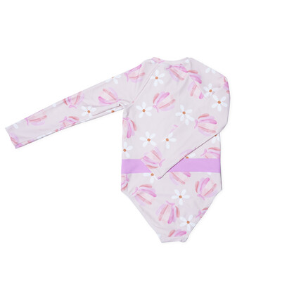 Teen Girls Long Sleeves Rash Guard - Whispering Garden