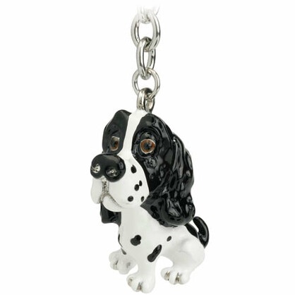 Springer Spaniel Black & White, Key Ring/Bag Charm