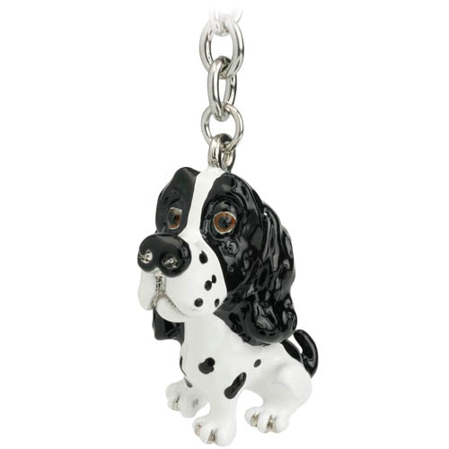 Springer Spaniel Black & White, Key Ring/Bag Charm