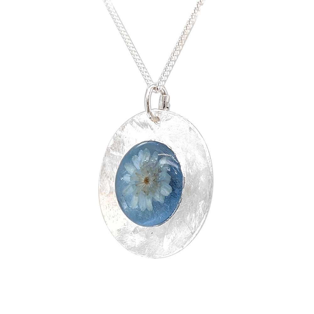 Azure Brushed Silver Necklace
