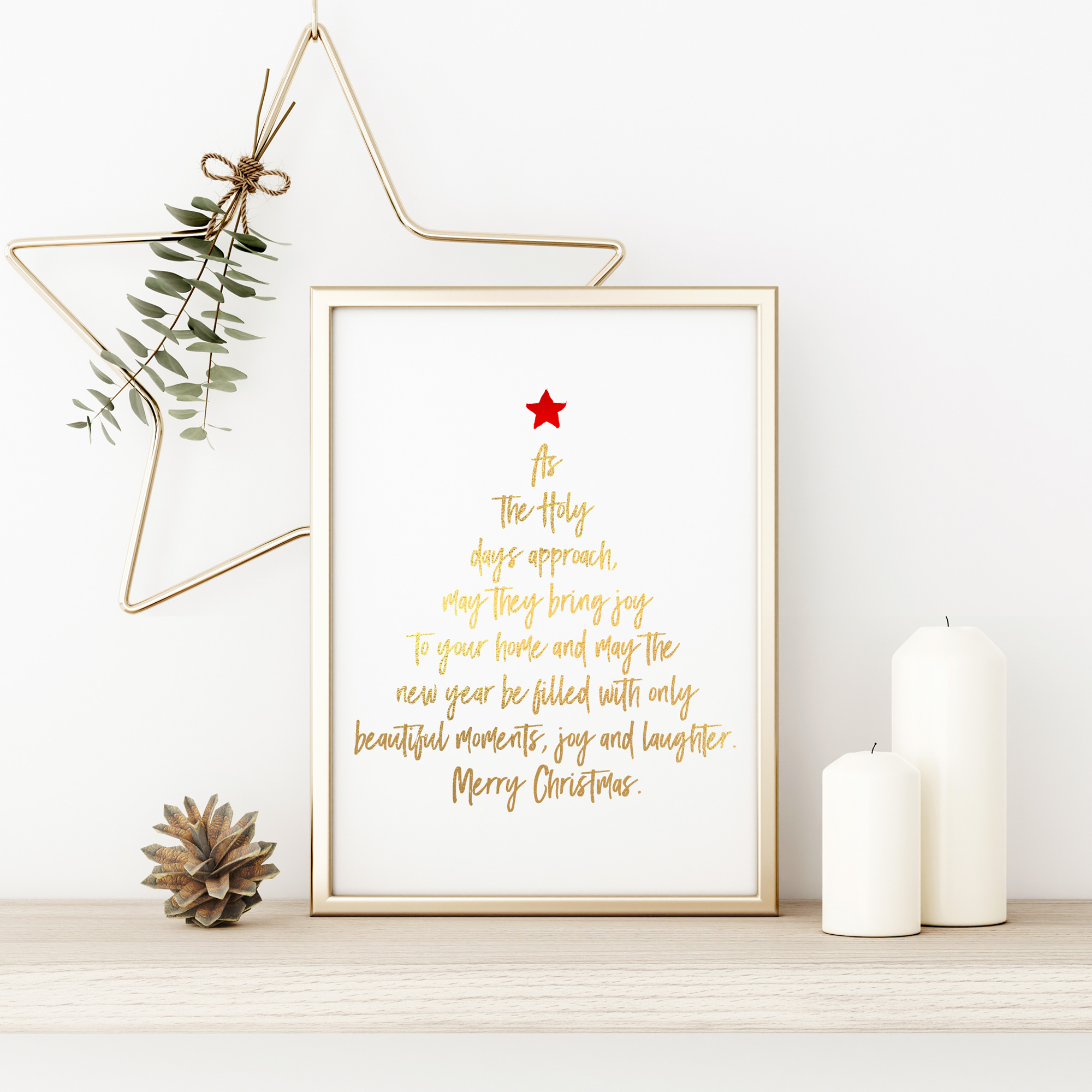 Christmas Tree Wall Art - Hand Foiled Print