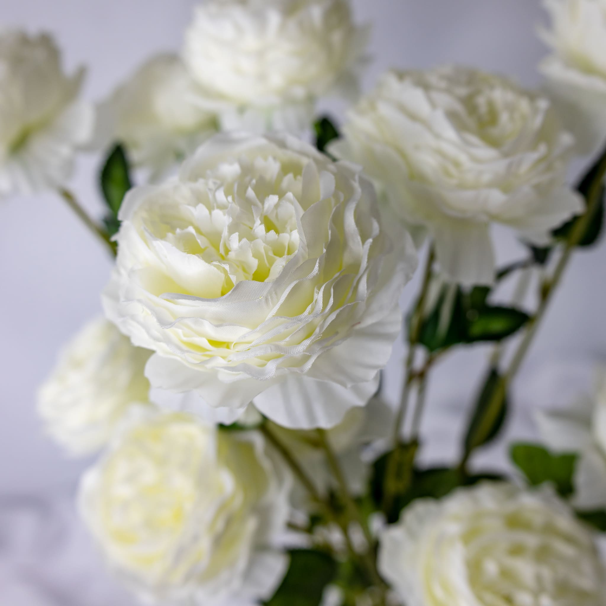 White Mini Peony Bloom - Realistic Artificial Flowers