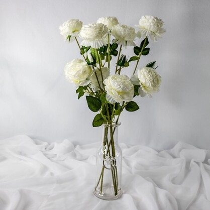 White Mini Peony Bloom - Realistic Artificial Flowers