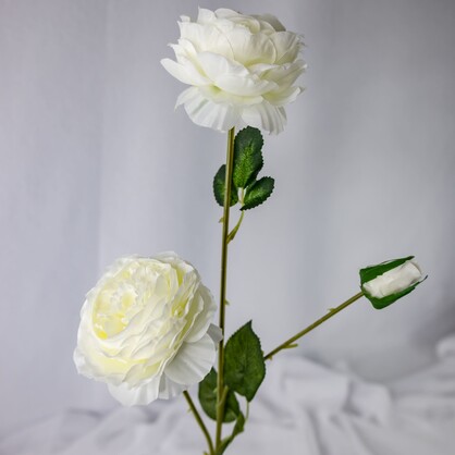 White Mini Peony Bloom - Realistic Artificial Flowers