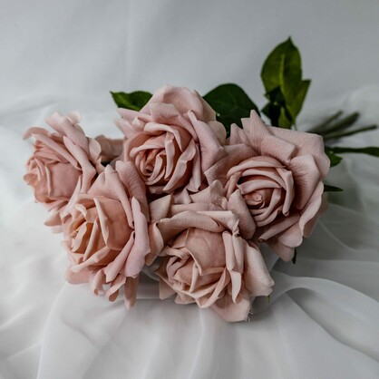 Dusty Pink Rose Real Touch Full Bloom  - Realistic Artificial Flowers